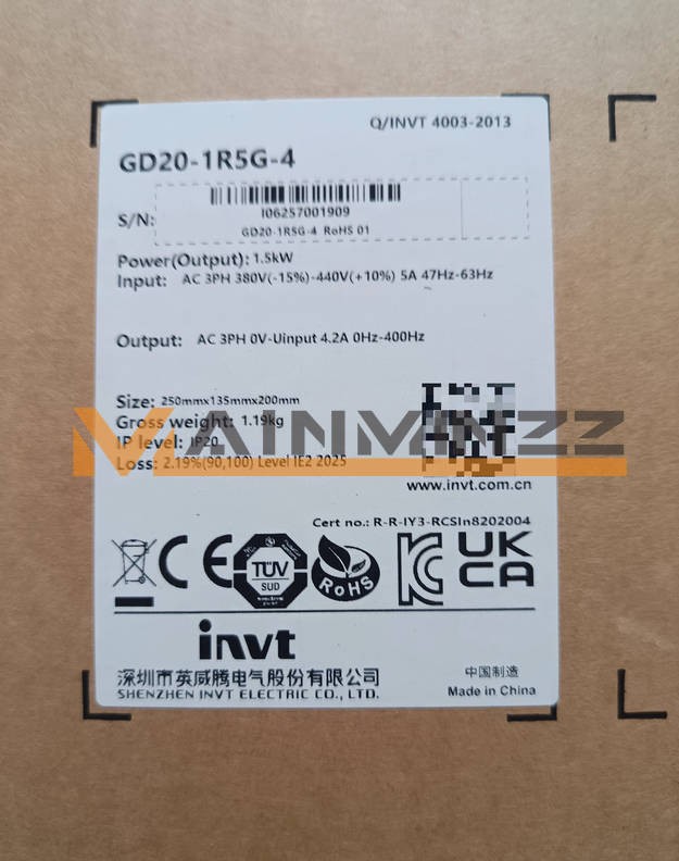 1PC INVT Inverter GD20-1R5G-4 380V/1.5KW New