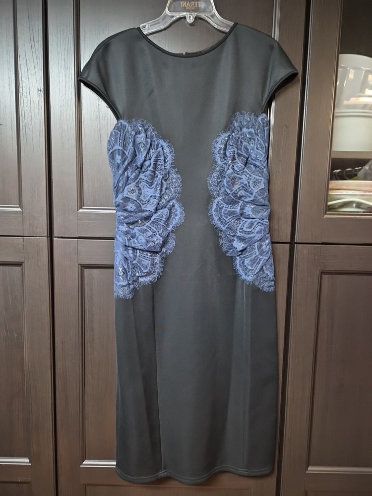 Tadashi Shoji Black W Lace Detail Cocktail Dress Size 10