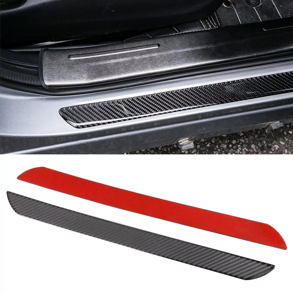 2xCarbon Fiber Car Scuff Plate Door Sill Panel Protector Guard Sticker Universal