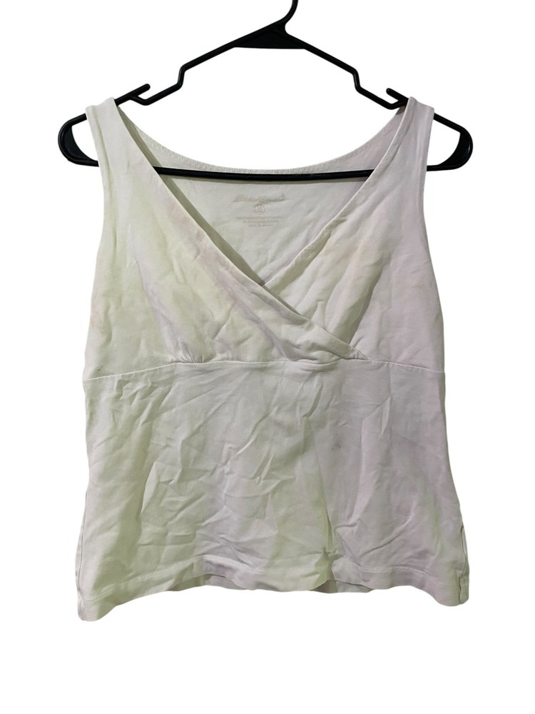 Eddie Bauer Women’s Tank Top Medium White Sleeveless Wrap V Neck Casual Shirt