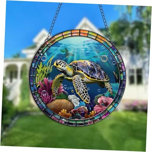Sea Turtle Coral Acrylic Window Hanging Underwater World Stained Suncatchers