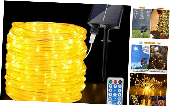 Outdoor Solar LED Rope Lights, IP65 Waterproof Rope Lights 22m/72.2ft 200LEDs