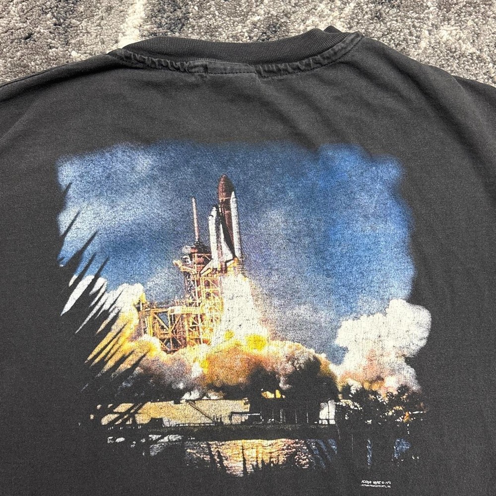 Vintage Art Shirt Mens XL 90s Single Stitch Space Rocket Astronaut NASA Earth