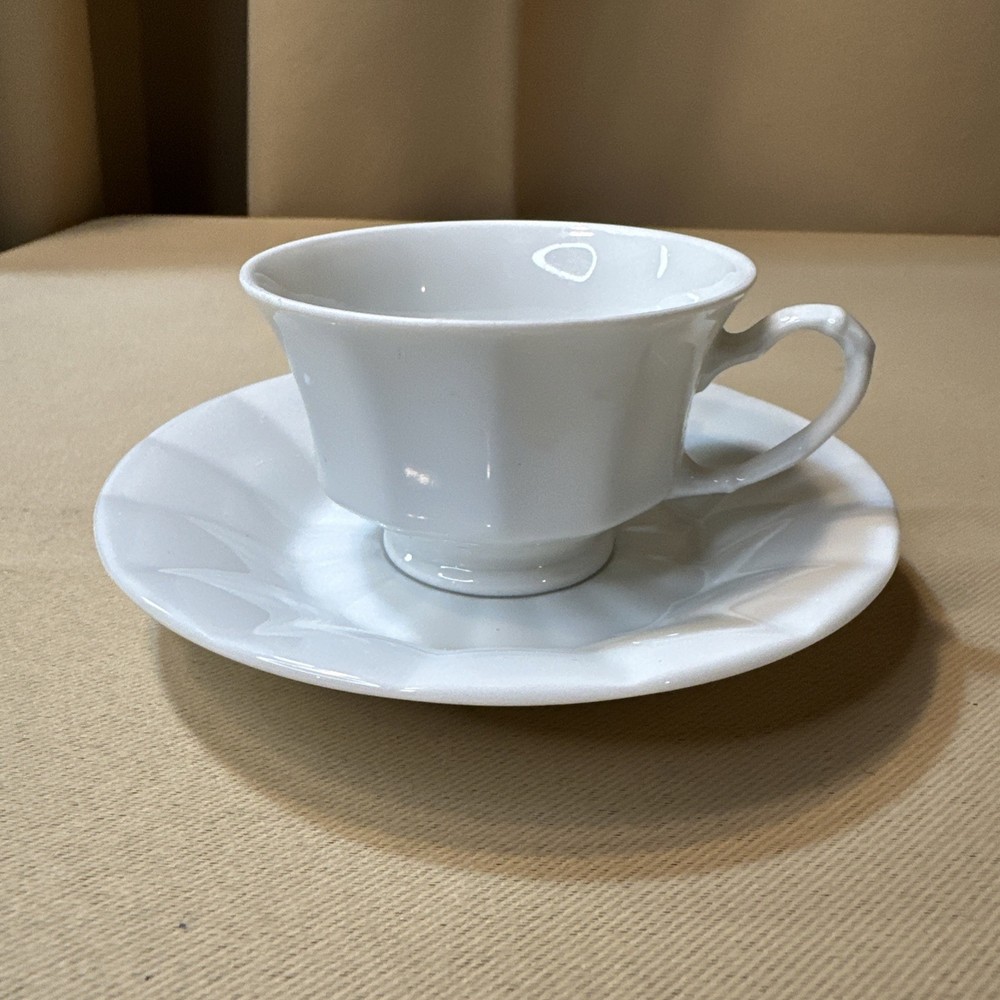 Vintage Furstenberg porcelain Grecque White Demitasse Cup And Saucer Set Germany