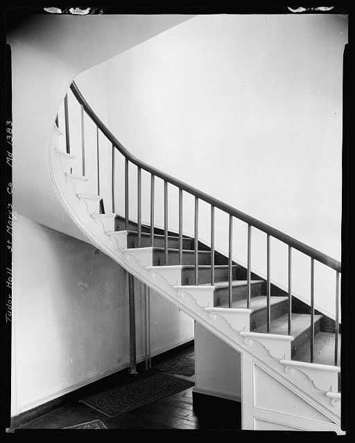 Photo:Leonardtown Maryland Tudor Hall Staircase Interior 1930s
