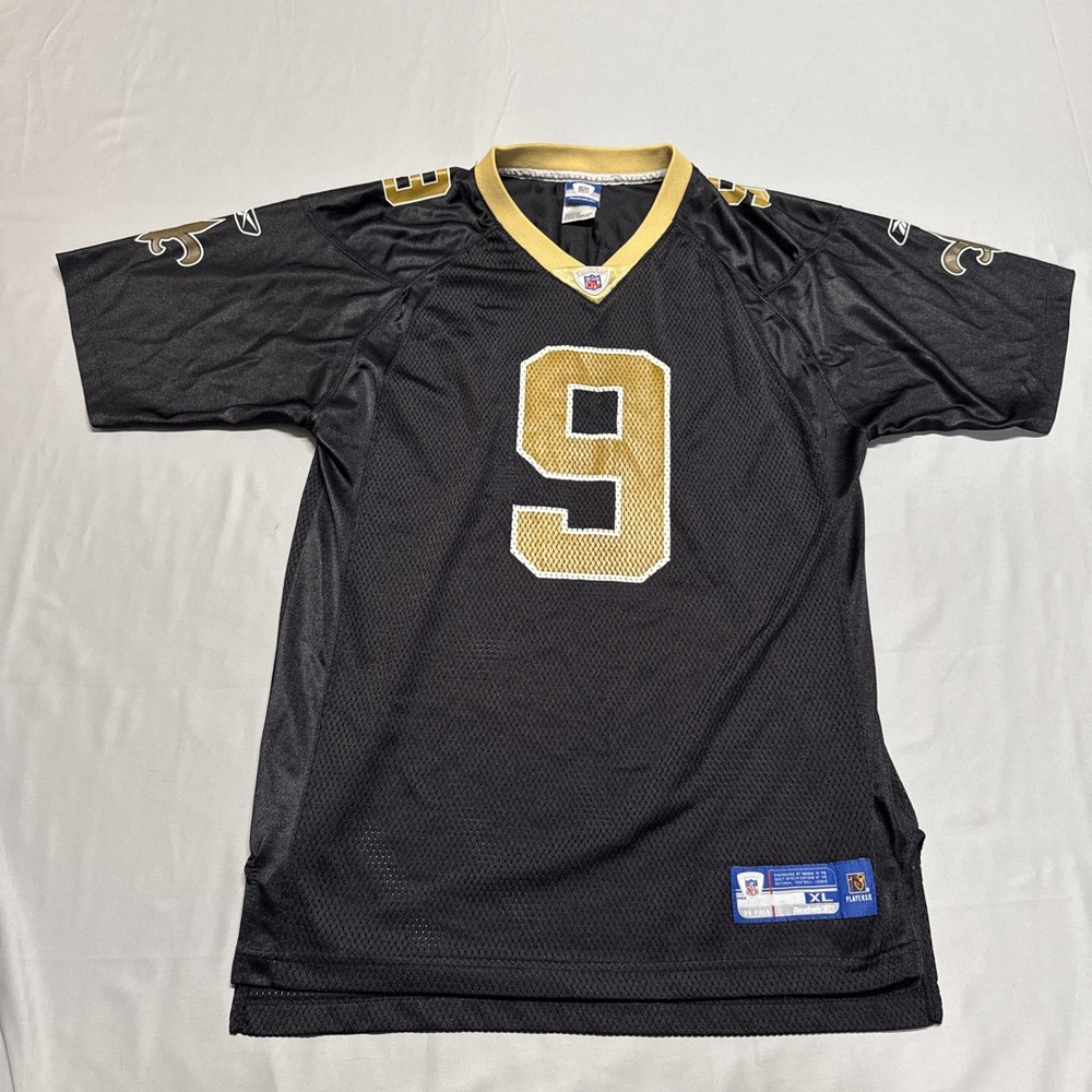 Drew Brees Jersey Youth Boy's XL  Black & Gold #9 New Orleans Saints Reebok