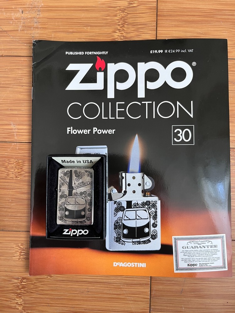NEW DEAGOSTINI ZIPPO WINDPROOF LIGHTER COLLECTION ISSUE 30 - FLOWER POWER & MAG