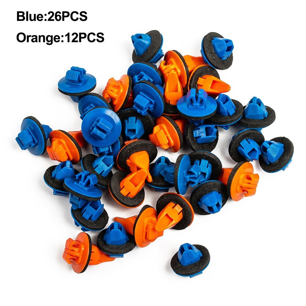 38pcs Retainer Clips Auto Fender Flare Blue+Orange 75495-35010 75397-35010