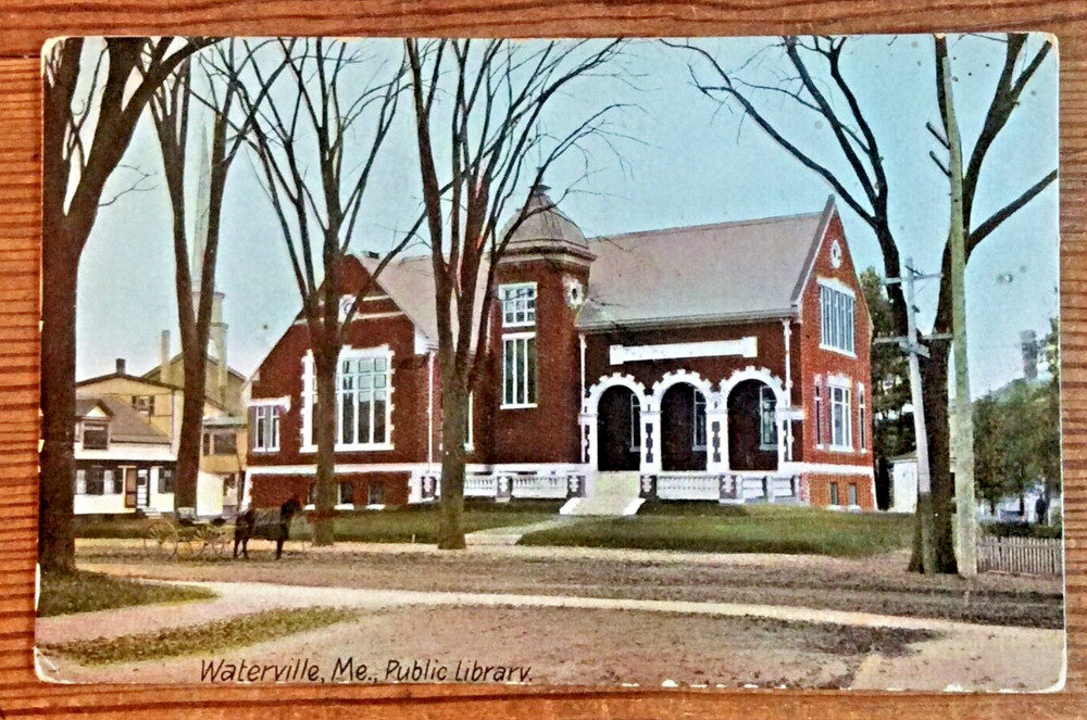 Vintage Postcard Public Library Waterville ME Maine - Collectible Souvenir