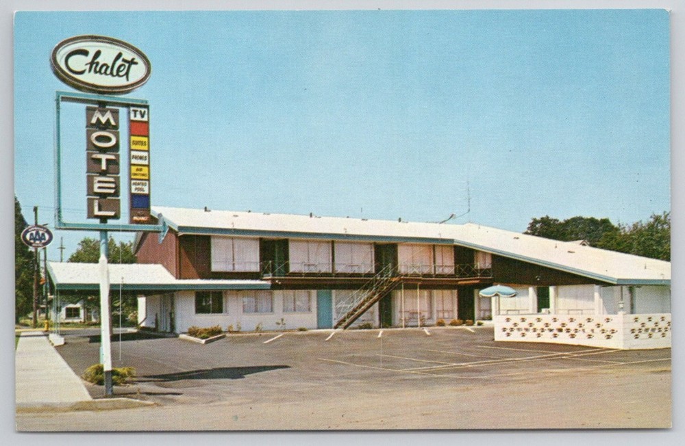 Chalet Motor Lodge Motel Portland Oregon Postcard Vintage 1960s Chrome AAA
