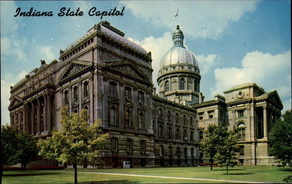 Indianapolis Indiana State House building built 1878 Corinthian columns postcard