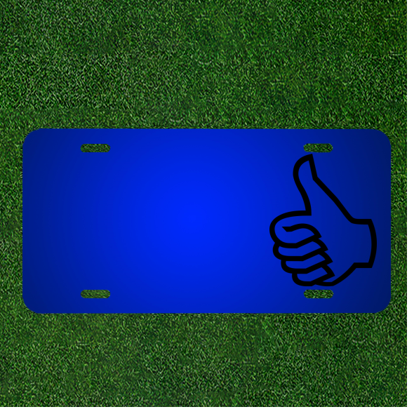 Custom License Plate with Names on Thumbs-Up Hand Gesture Design