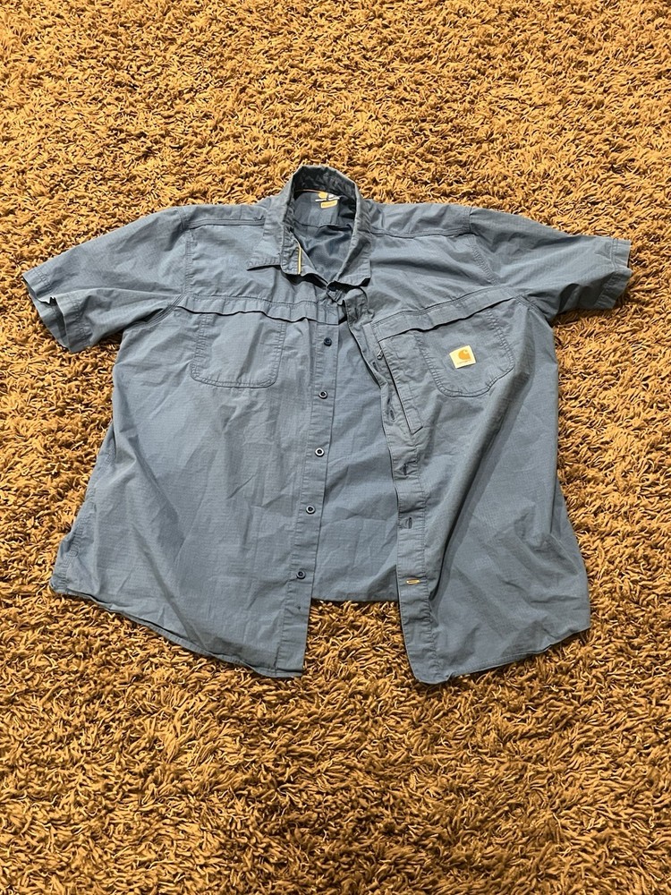 Carhartt Force Relaxed Fit Men’s 2XL Short Sleeve Button Down Work Shirt Gray