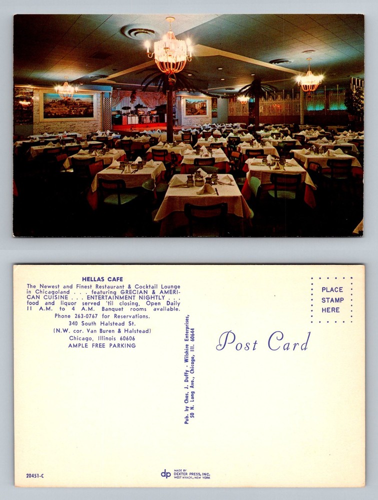 Chicago, IL-Illinois, Hellas Cafe Restaurant & Cocktail Lounge Vintage Postcard