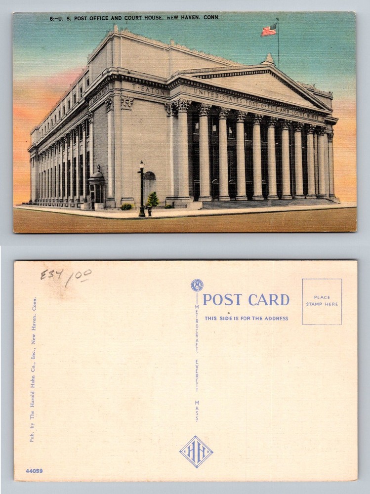 New Haven, CT-Connecticut, U.S. Post Office & Court House Vintage Postcard