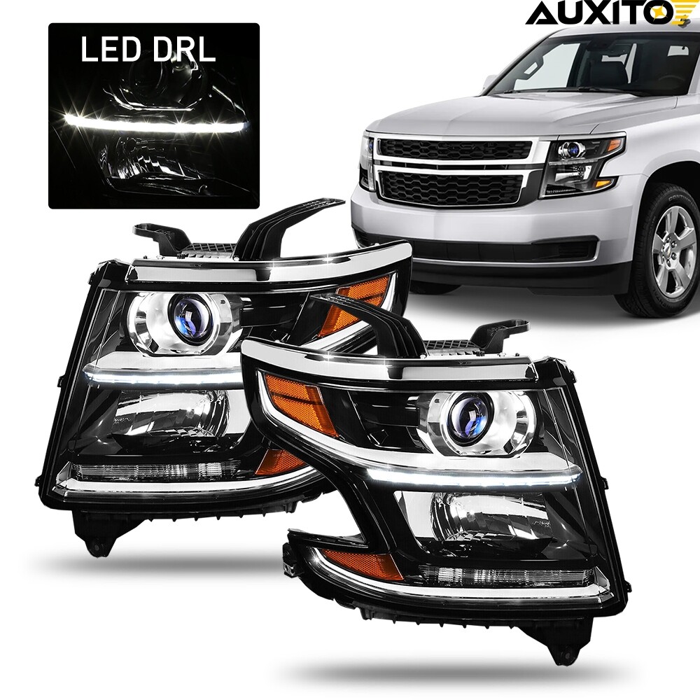 2PCS For 2015-2020 Chevrolet Tahoe Suburban Headlight Lamp Left+Right Waterproof