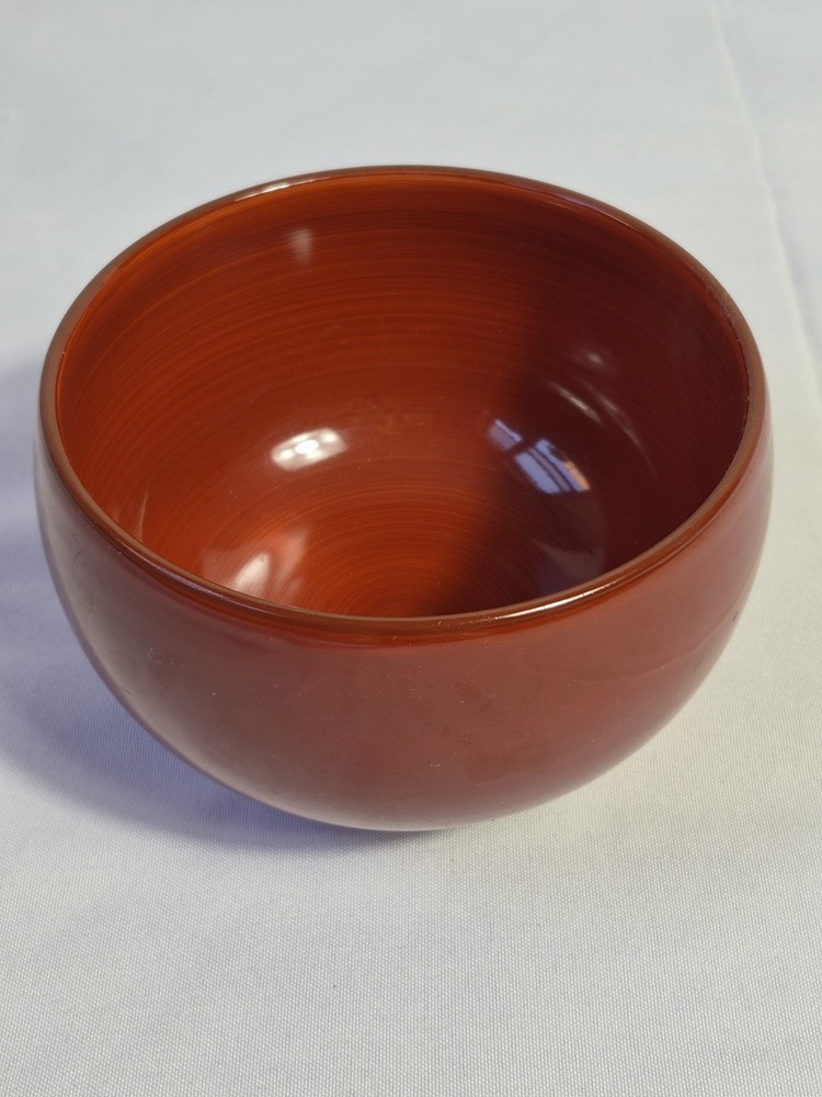 VINTAGE JAPANESE RED HASAMI WARE RICE BOWL Handmade