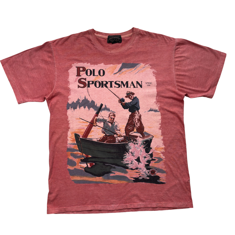 Vintage Ralph Lauren Polo Country Sportsman Fishing Spring 1991 T-Shirt USA M/L
