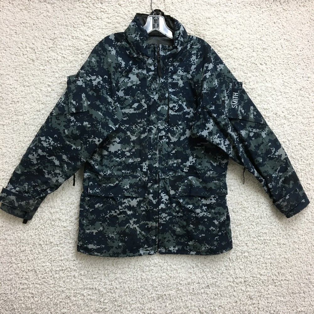 US Navy Jacket Medium Adult Blue Smith Military Parka Digital Camo Uniform Mens