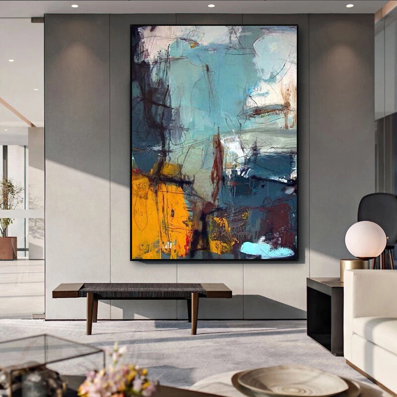 Abstract Hand painted Oil Painting Graffiti Decorative Painting Living Room