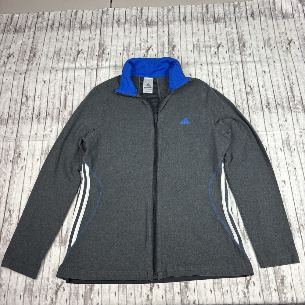 Adidas Women’s XL Full Zip Track Jacket Sweatshirt Gray Long Sleeve Running