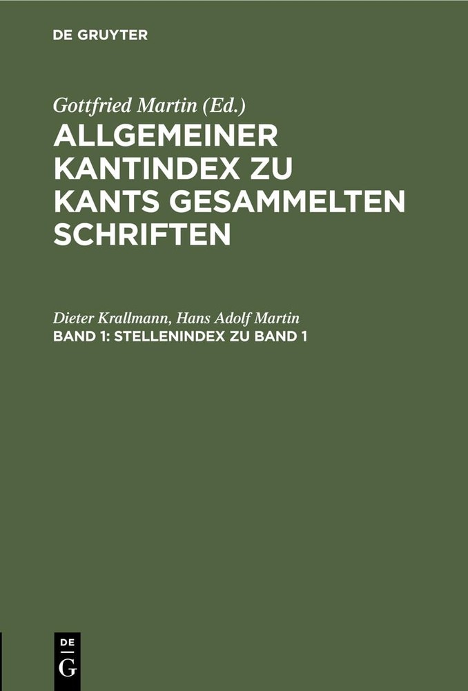 Dieter Krallmann Hans Adolf Martin Stellenindex Zu Band 1 (Hardback)