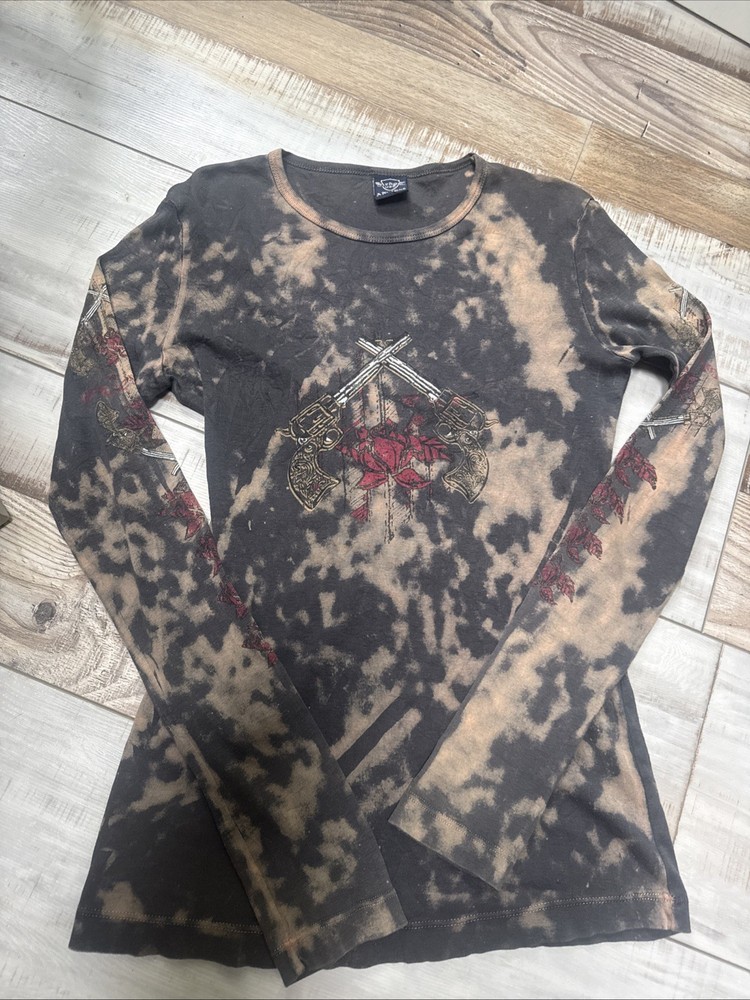 Sledge USA Women's XL  Graphic Long Sleeve T-Shirt Tye Dye Grunge