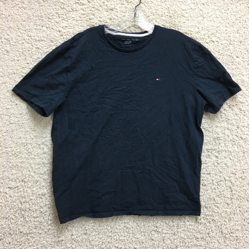 Tommy Hilfiger Shirt Extra Large Adult Blue Crewneck Short Sleeve Casual Mens XL