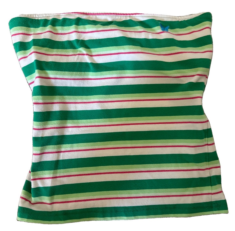 One Step Up Vintage Green Pink Butterfly Tube Top  90’s Y2K Size Med