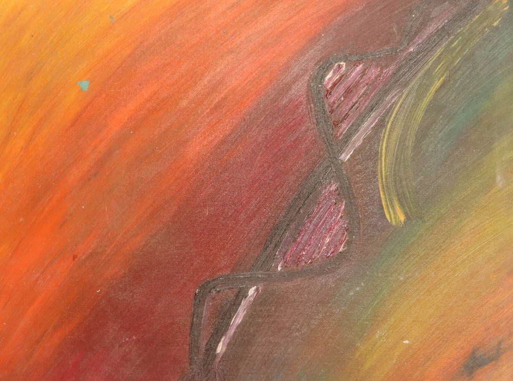 Modern signed original abstract oil painting with vibrant composition