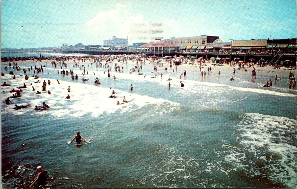 1966 Bathing in the Surf at Ocean City New Jersey Vintage Postcard