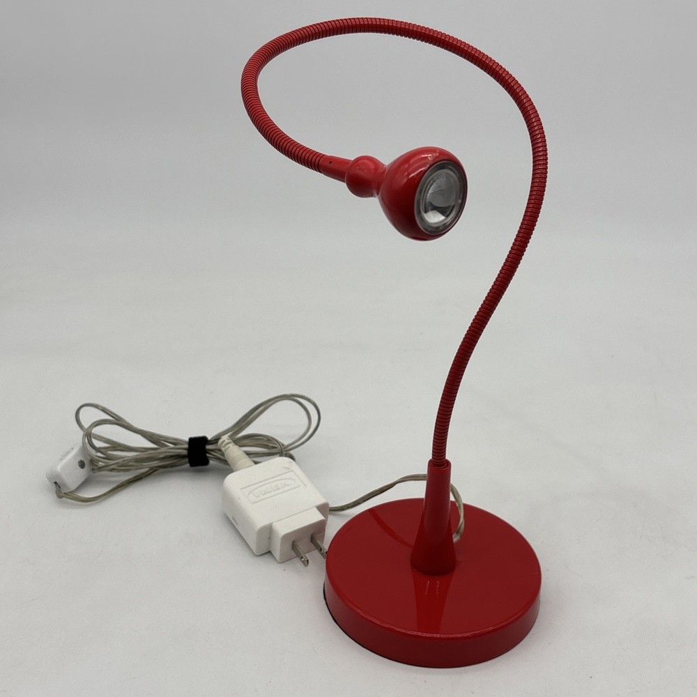 IKEA JANSJO Red Gloss Flexible Gooseneck Articulating Led Desk Lamp Table Light