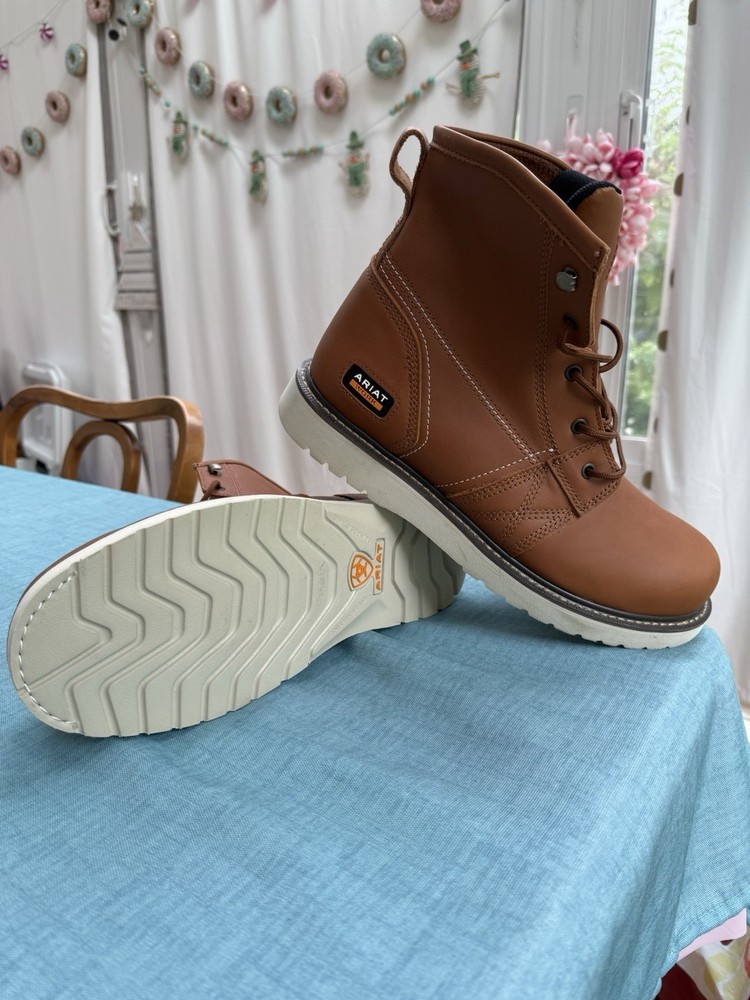 ARIAT Mens Rebar Wedge Grizzly Work Boot Size 13D Round Toe