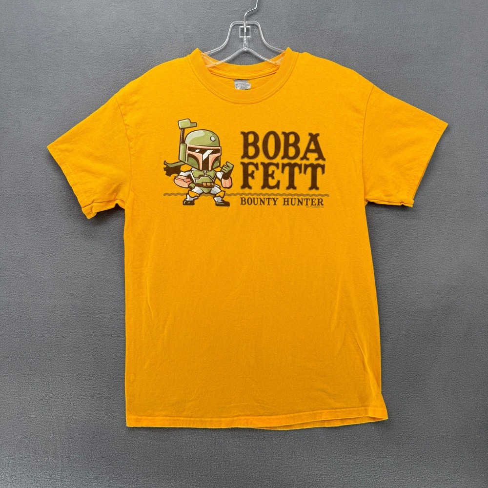 Star Wars Boba Fett Bounty Hunter Yellow Graphic T-Shirt Adult Medium Gildan