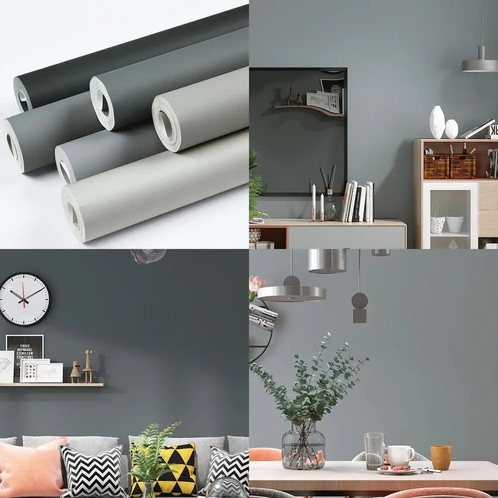 Light Gray Waterproof Non-Woven Wallpaper for Bedroom Modern Nordic Style