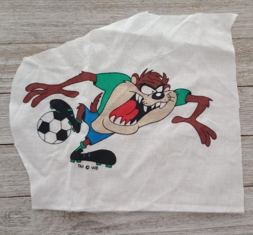 looney tunes taz soccer fun fabric large piece 7.5 x 4 inch new