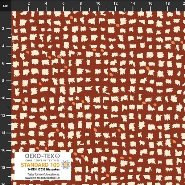 Stof European Quilting Colour Rhythm Checkered Dots Cognac Fabric By Yd