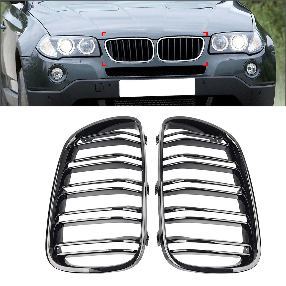 US Double Line Front Bumper Kidney Grille For BMW X3 E83 Facelift 2006-2010