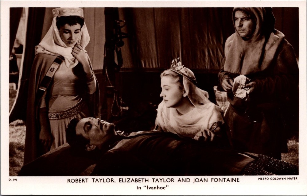Elizabeth Taylor Robert Taylor Joan Fontaine IVANHOE 1952 RPPC Postcard
