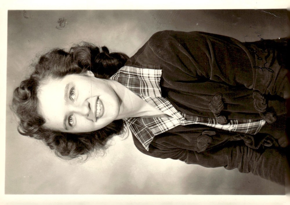 1940s Vintage Studio Portrait Young Woman Plaid Shirt Velvet Jacket RPPC Postcar