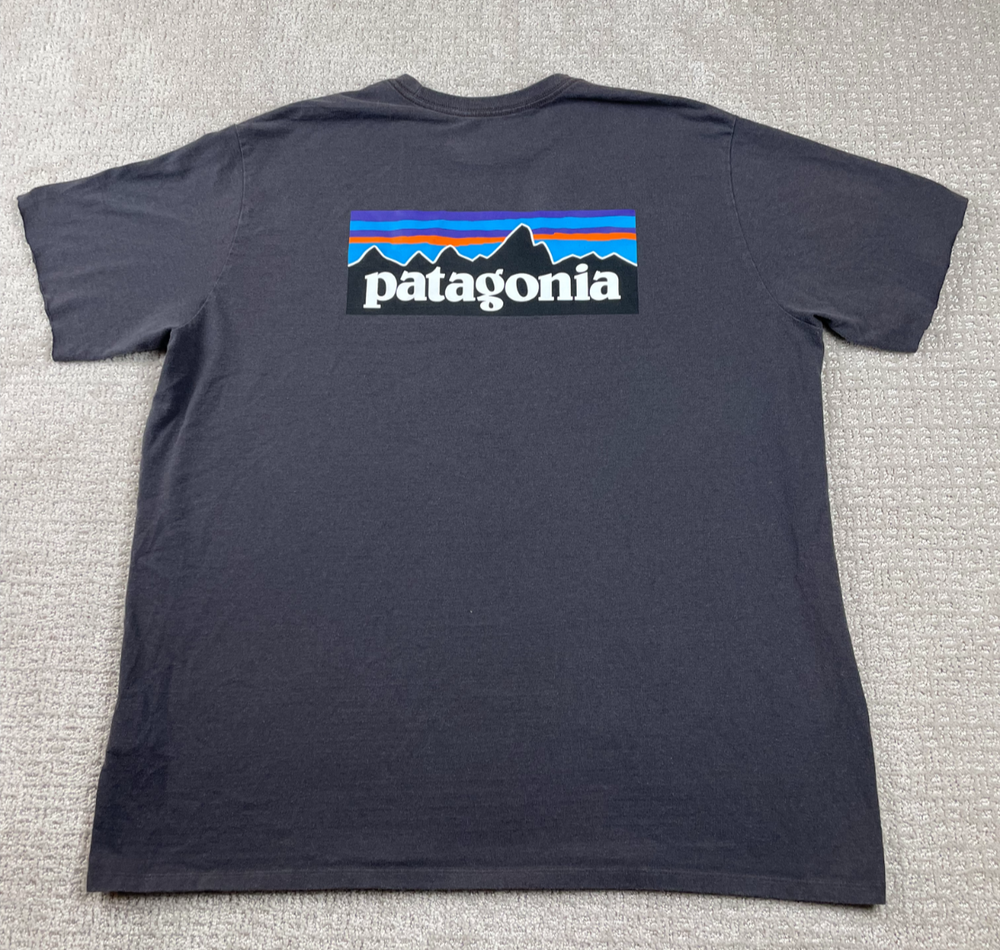 Patagonia T Shirt Mens 2XL Responsibili-Tee Gray Double Sided Graphic P-6 Logo