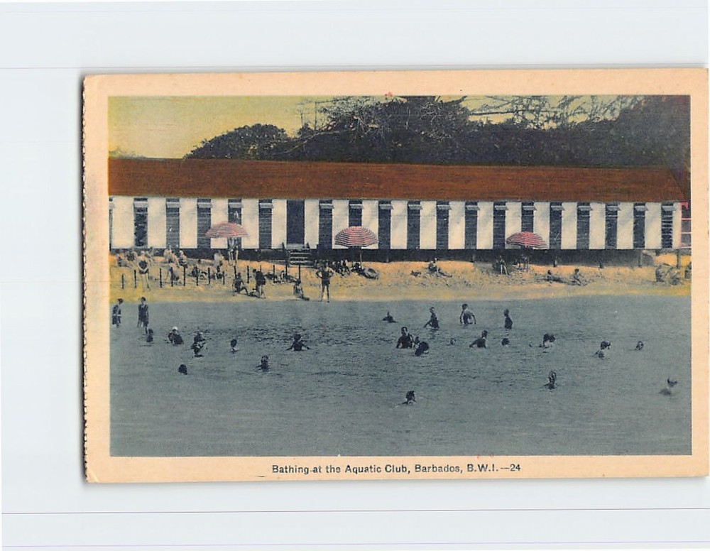 Postcard Bathing at the Aquatic Club Barbados British West Indies