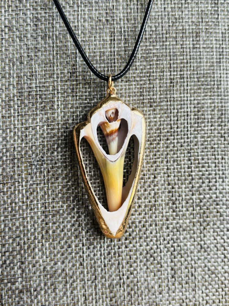 Handcrafted gold dipped conch shell necklace