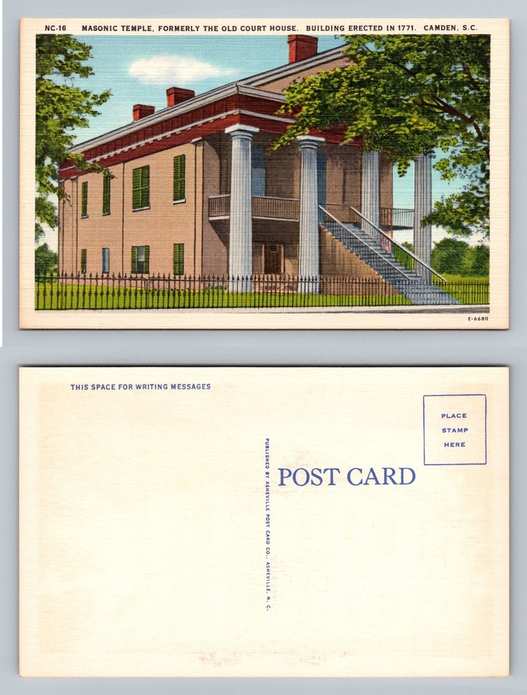 Camden, SC-South Carolina, Masonic Temple Old Courthouse Vintage Postcard