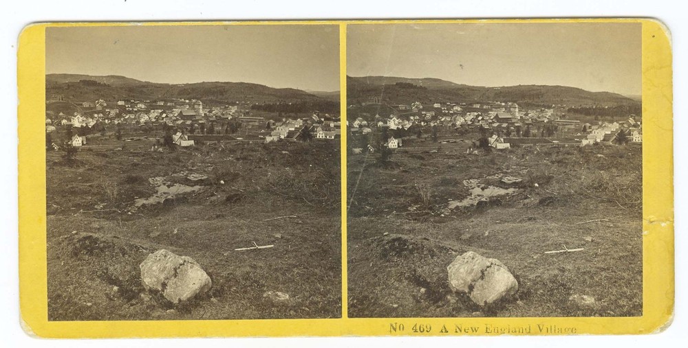G2370~ NEW ENGLAND VILLAGE – c.1860s Stereoview #469 by Kilburn