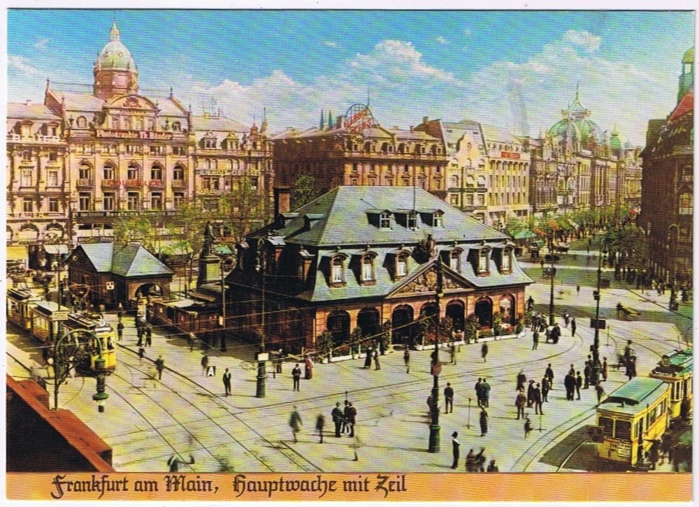 Postcard Alt Old Frankfurt am Main Hauptwache mit Zeil Germany