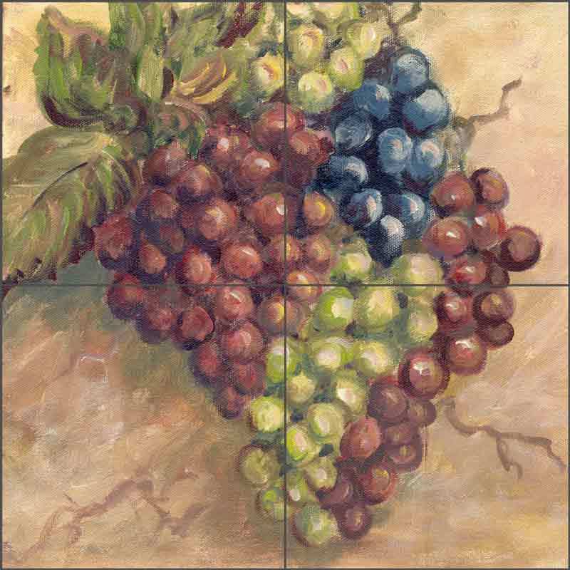 Grape Tile Backsplash Margosian Vineyard Art Ceramic Mural JM052