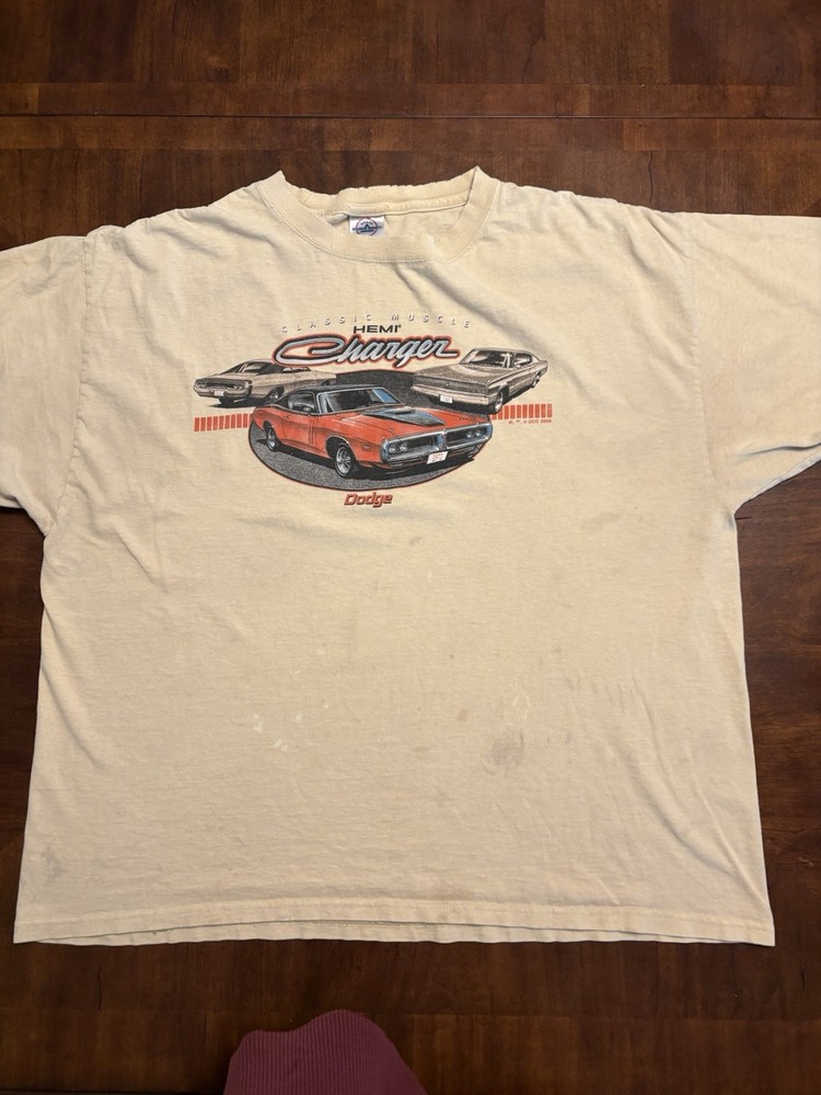 Vintage Dodge Charger Classic Muscle HEMI Graphic T-Shirt XL Delta Magnum Weight