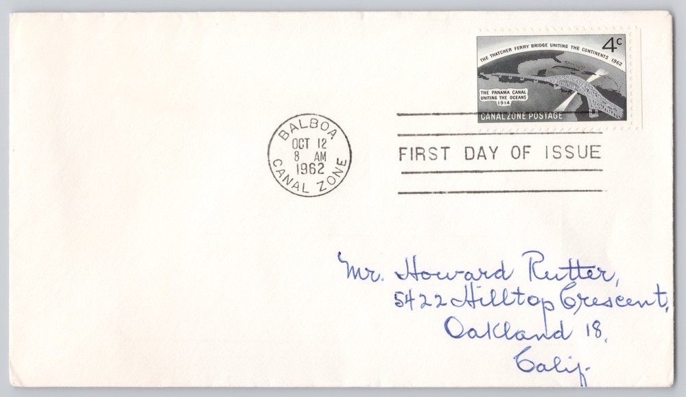 Balboa, Canal Zone Thatcher Ferry Bridge & Panama stamp, 1962 4c