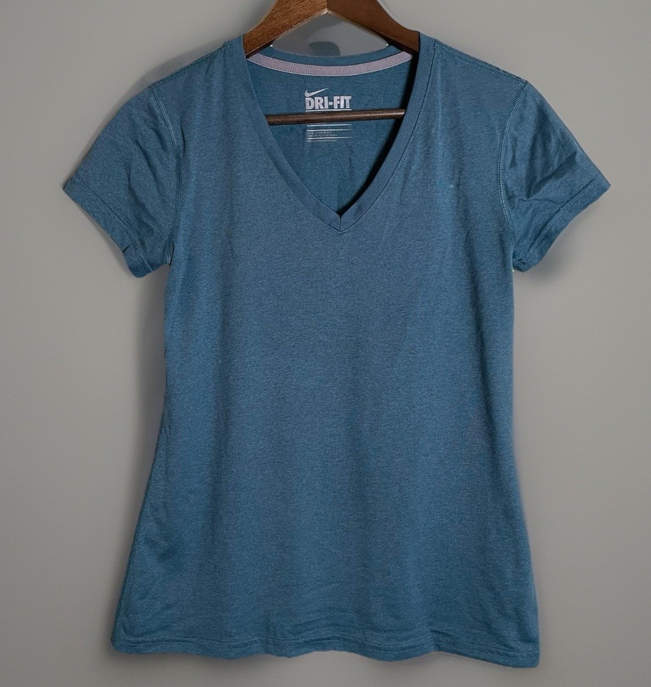 Nike Shirt Women's Size Small Short Sleeve Dri-Fit V-Neck Eagles Midnight Green